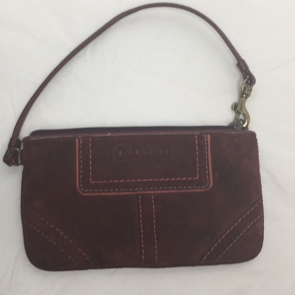 Coach Garnet Suede Leather Wristlet - Picture 1 of 8